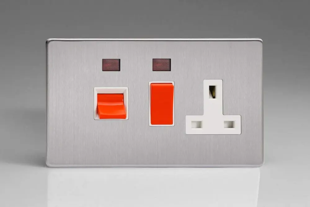 Varilight XDS45PNWS Cooker Switch 45A & Socket Snow Pearl Nickel