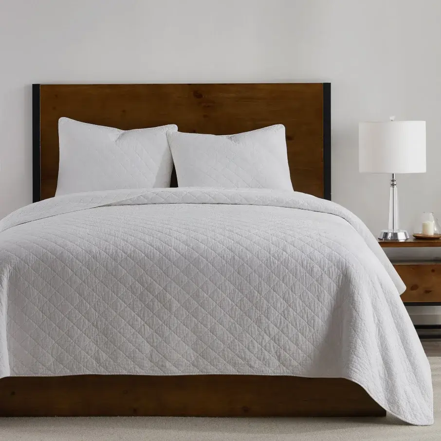 Premium All-Season Stonewashed Cotton Gauze 3PC Quilt Set, Vintage Chalk