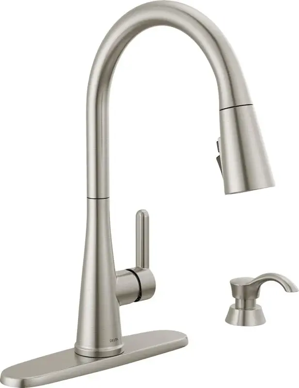 Delta Charmaine Series 19962Z-SSSD-DST Kitchen Faucet, 1.8 gpm, Alloy, Stainless, Deck, 8 Faucet Centers