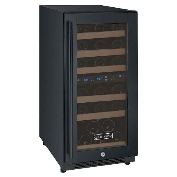 Allavino 15" Wide FlexCount II Tru-Vino 30 Bottle Dual Zone Black Wine Refrigerator, VSWR30-2BR20