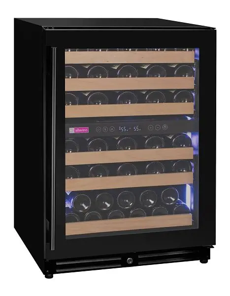 Allavino Ergonomic Reserva Series 56 Bottle Dual Zone Undercounter Wine Refrigerator Cooler Black Glass Door - Right Hinge...