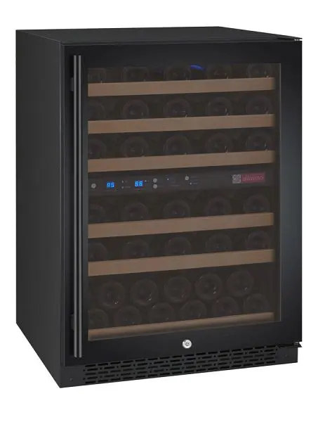 Allavino Lightweight FlexCount Series 56 Bottle Dual Zone Constructed- Wine Cooler Refrigerator Black Door - Right Hinge, ...