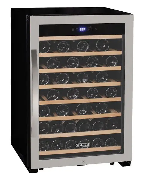 Allavino Tool-Free Cascina Series 55 Bottle Single Zone Freestanding Wine Refrigerator Cooler Stainless Metal Steel Door, ...