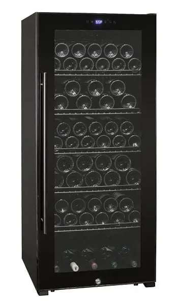 Allavino Wear-Resistant Contemporary 102 Bottle Single Zone Freestanding Wine Refrigerator Ebony Glass Door, KWR102S-1BGR
