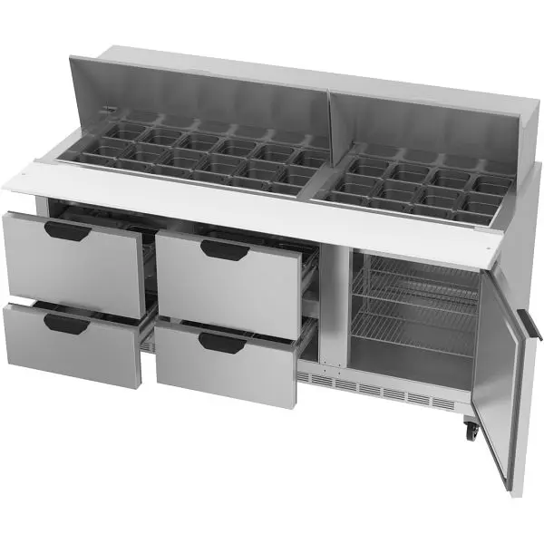 Beverage-Air ANSI-Rated Mega Top Sandwich Prep Table Drawers, Exterior Dimensions: WxDxH: 72"W x 38 3/8"D x 49&q...