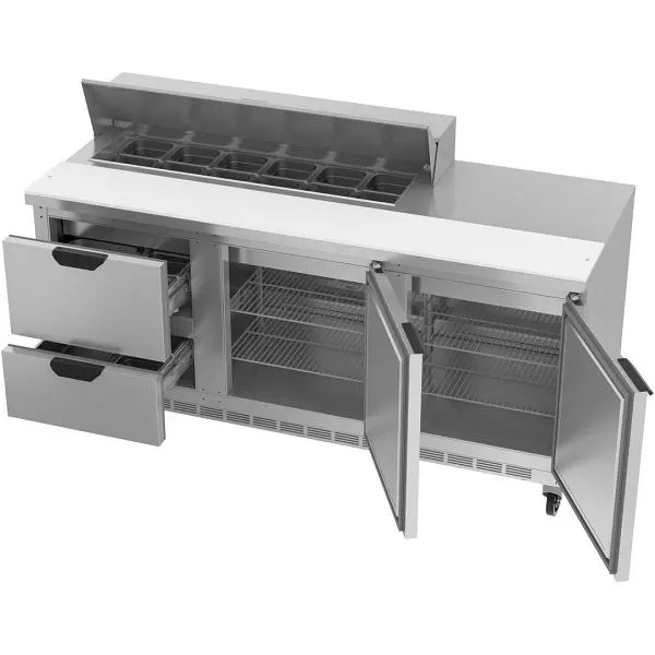 Beverage-Air Commercial-Grade Sandwich Prep Table Drawers, Exterior Dimensions: WxDxH: 72” X 32” X 45 1/8”, 418 lbs,...