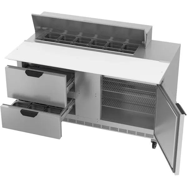 Beverage-Air Distinctive Sandwich Prep Table Drawers & 17” Cutting Board, Exterior Dimensions: WxDxH: 60"W x 38...