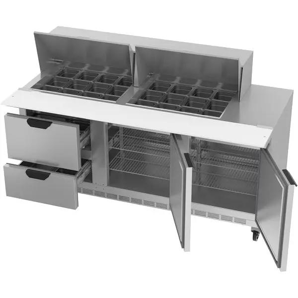Beverage-Air Easy-Install Mega Top Sandwich Prep Table Drawers, Exterior Dimensions: WxDxH: 72"W x 38 3/8"D x 49...