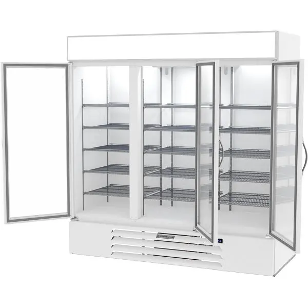 Beverage-Air Expert MarketMax Refrigerator, White Hinged Triple Glass Door, Exterior Dimensions: WxDxH: 75" X 33 1/2&...