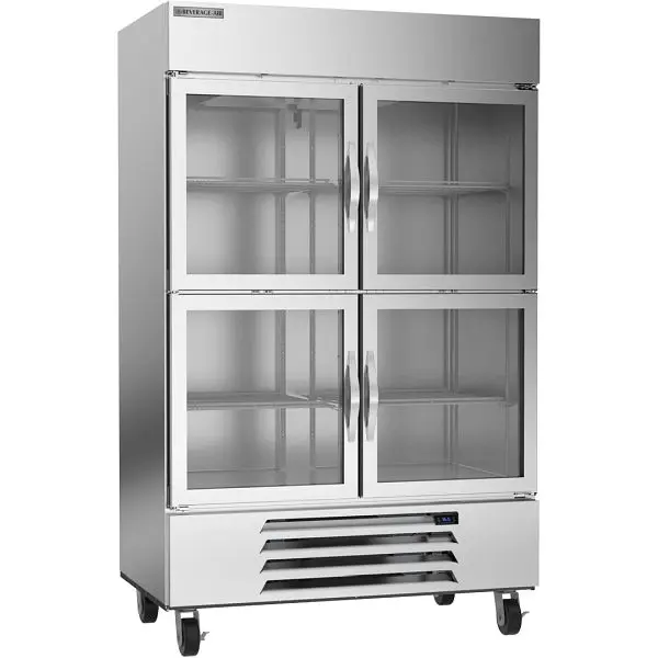 Beverage-Air Horizon Series Glass Door Bottom Mount Refrigerator, Exterior Dimensions: WxDxH: 52” X 33 3/4” X 84 1/4”, HBR49HC-1-HG
