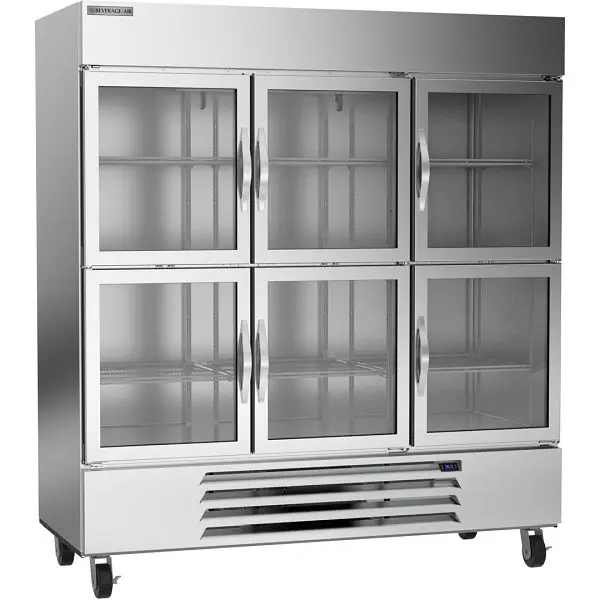 Beverage-Air Horizon Series Glass Door Bottom Mount Refrigerator, Exterior Dimensions: WxDxH: 75"W X 33 1/2"D X ...