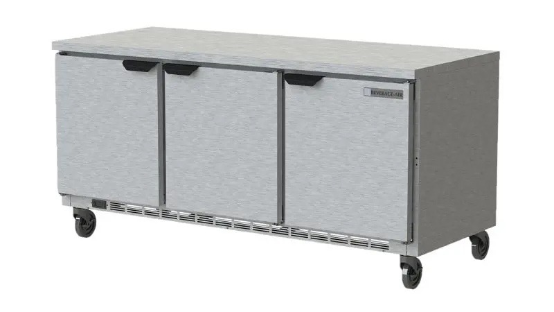 Beverage-Air Large Worktop Refrigerator Solid Door Flat Top, Exterior Dimensions: WxDxH: 72” X 32" X 35 5/8”, WTR...