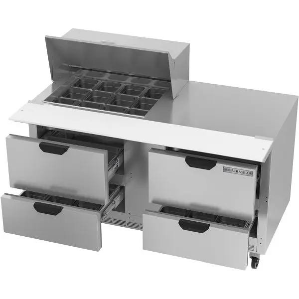 Beverage-Air Mega Top Sandwich Prep Table Drawers, Exterior Dimensions: WxDxH: 60"W x 38 3/8"D x 49"H, 436 ...