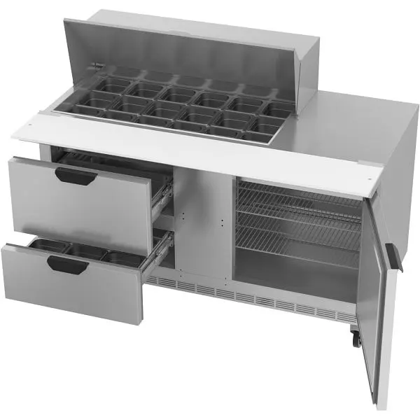 Beverage-Air Mega Top Sandwich Prep Table Drawers, Exterior Dimensions: WxDxH: 60"W x 38 3/8"D x 49"H, 456 ...