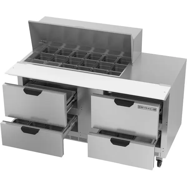 Beverage-Air Mega Top Sandwich Prep Table Drawers, Exterior Dimensions: WxDxH: 60"W x 38 3/8"D x 49"H, 481 ...