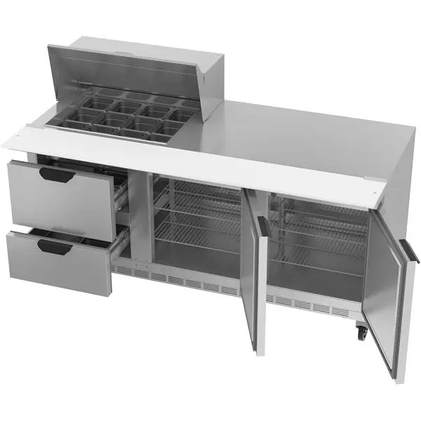 Beverage-Air Mega Top Sandwich Prep Table Drawers, Exterior Dimensions: WxDxH: 72"W x 38 3/8"D x 49"H, 482 ...