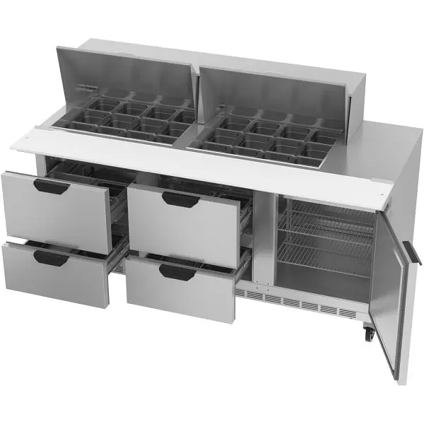 Beverage-Air Mega Top Sandwich Prep Table Drawers, Exterior Dimensions: WxDxH: 72"W x 38 3/8"D x 49"H, 492 ...