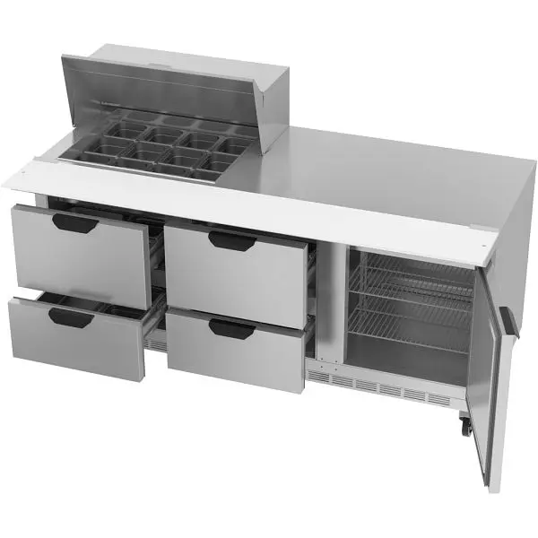 Beverage-Air Mega Top Sandwich Prep Table Drawers, Exterior Dimensions: WxDxH: 72"W x 38 3/8"D x 49"H, Draw...