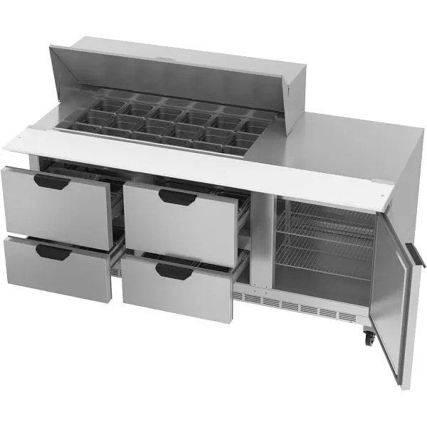 Beverage-Air Mega Top Sandwich Prep Table Drawers, Exterior Dimensions: WxDxH: 72"W x 38 3/8"D x 49"H, Draw...