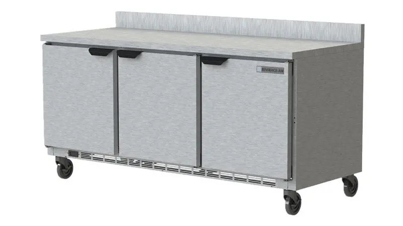Beverage-Air Micro Worktop Refrigerator Solid Door Foamed- Place Backsplash, Exterior Dimensions: WxDxH: 72” X 32” X 3...