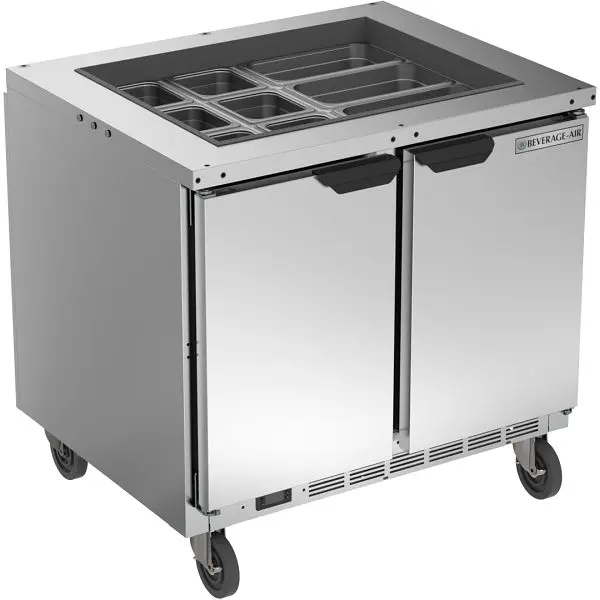 Beverage-Air Plug-and-Play Salad Bar Table, Exterior Dimensions: WxDxH: 36 5/8” X 30 1/8” X 36 13/16”, SPE36HC-12-S