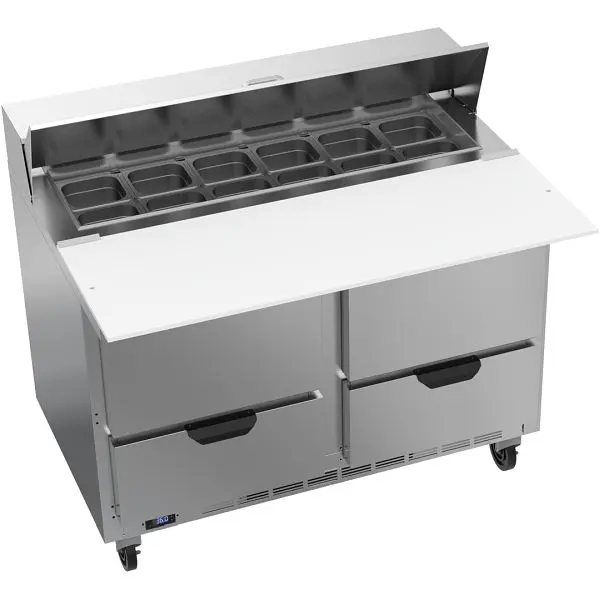 Beverage-Air Powerful Sandwich Prep Table 17” Cutting Board, Exterior Dimensions: WxDxH: 48"W x 38 3/8"D x 45 ...