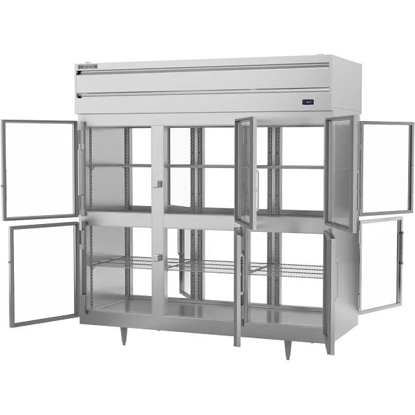 Beverage-Air P-Series Half-Glass Door Reach- Pass-Thru Refrigerator, Exterior Dimensions: WxDxH: 77 3/4” X 36” X 84 1/...