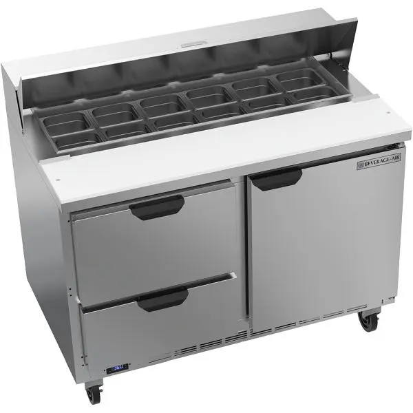 Beverage-Air Sandwich Prep Table 17” Cutting Board Drawers/Doors, Exterior Dimensions: WxDxH: 48"W x 32"D x 45...