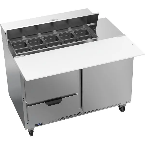 Beverage-Air Sandwich Prep Table 17” Cutting Board, Exterior Dimensions: WxDxH: 48” X 38 3/8” X 45 1/4”, 358 lbs, ...