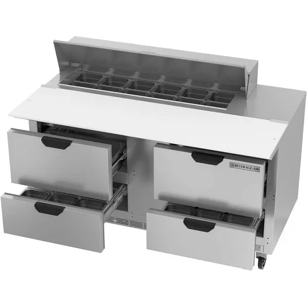 Beverage-Air Sandwich Prep Table Drawers & 17” Cutting Board, Exterior Dimensions: WxDxH: 60"W x 38 3/8"D ...