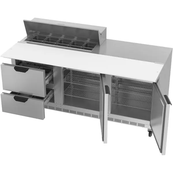 Beverage-Air Sandwich Prep Table Drawers & 17” Cutting Board, Exterior Dimensions: WxDxH: 72"W x 38 3/8"D ...