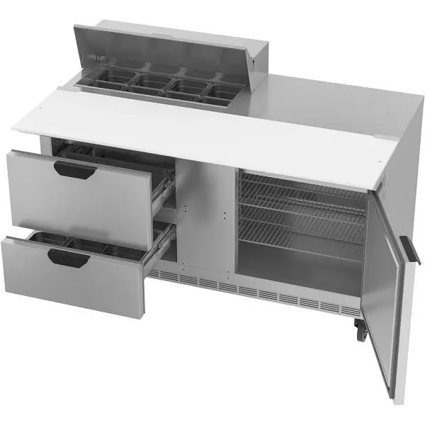 Beverage-Air Sandwich Prep Table 2 Drawers & 17” Cutting Board, 8 Pans, Exterior Dimensions: WxDxH: 60"W x 38 3...