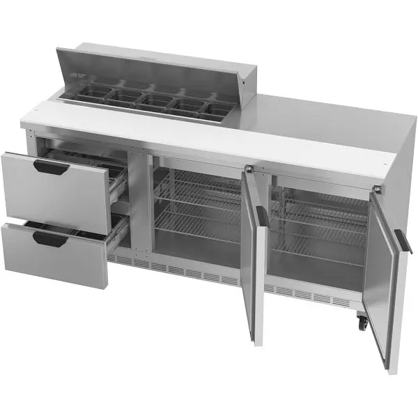 Beverage-Air Sandwich Prep Table Drawers, Exterior Dimensions: WxDxH: 72"W x 32"D x 45 1/8"H, 10 Pans, 2 Dr...