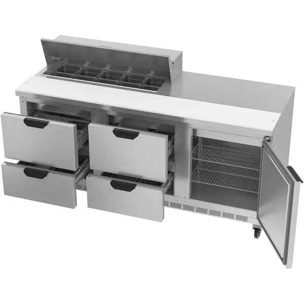 Beverage-Air Sandwich Prep Table Drawers, Exterior Dimensions: WxDxH: 72"W x 32"D x 45 1/8"H, 10 Pans, 4 Dr...