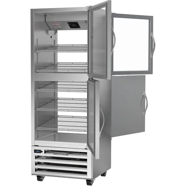 Beverage-Air RI Series Pass-Thru Half Solid Door, Half Glass Door Bottom Mount Refrigerator, Exterior: WxDxH: 27 1/4"...