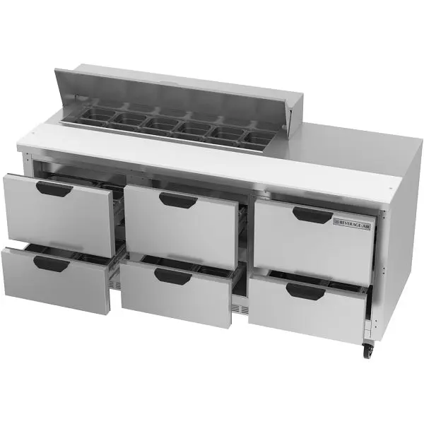Beverage-Air Textured Sandwich Prep Table Drawers, Exterior Dimensions: WxDxH: 72"W x 32"D x 45 1/8"H, 12 P...