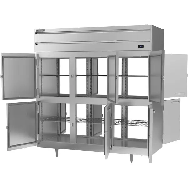 Beverage-Air Traditional P-Series Half-Solid Door Reach- Pass-Thru Refrigerator, Exterior Dimensions: WxDxH: 77 3/4” X 3...