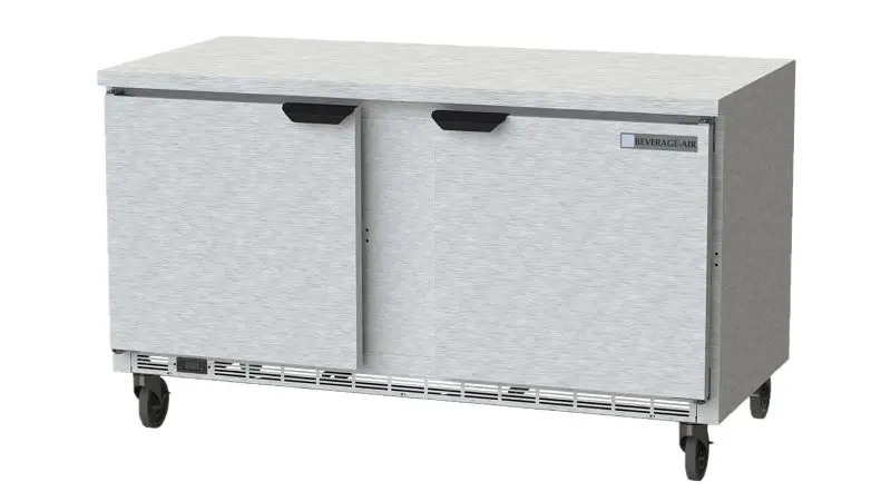 Beverage-Air Worktop Refrigerator Solid Door Flat Top, Exterior Dimensions: WxDxH: 60” X 32" X 35 5/8”, WTR60AHC-FLT