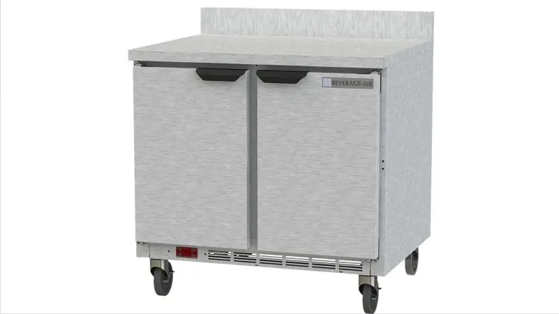 Beverage-Air Worktop Refrigerator Solid Door Foamed- Place Backsplash, Exterior Dimensions: WxDxH: 36" X 32" X 3...