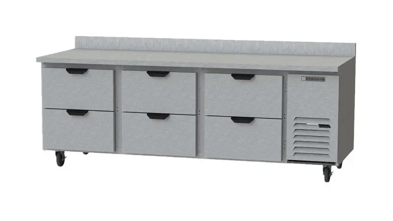 Beverage-Air Worktop Refrigerators Drawers, Exterior Dimensions: WxDxH: 93"W x 34"D x 39 1/2"H Casters, 606...