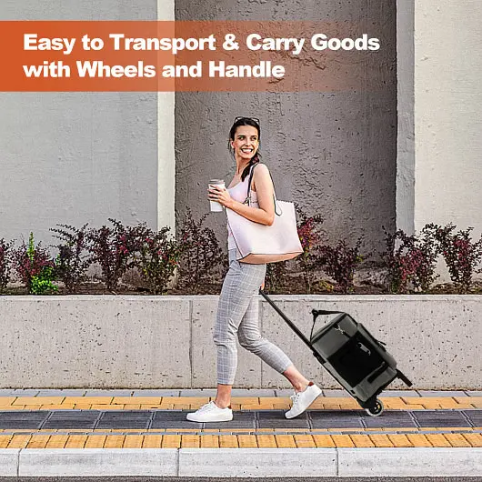 Costway 50-Can Large Leakproof Rolling Cooler Detachable Bottom Plate, Charcoal, BU10008GR