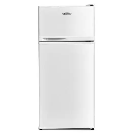 Costway 2 Doors Cold-rolled Sheet Space-saving Refrigerator, White, EP22756US-WH