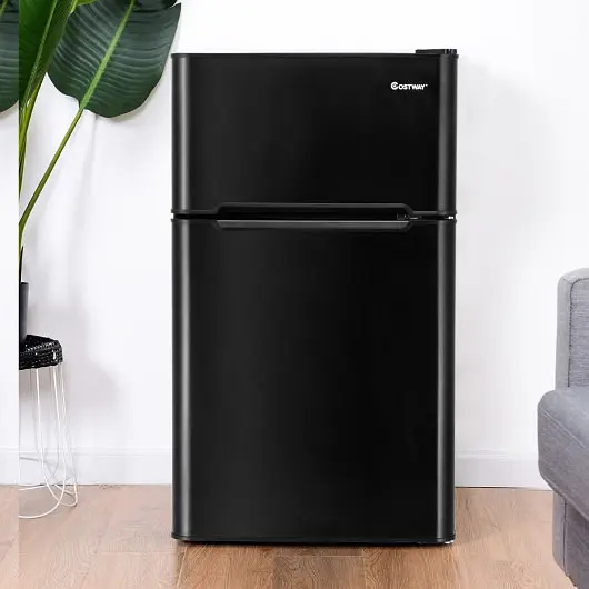 Costway Extra-Strong 3.2 ft³ Space-saving Stainless Steel Refrigerator, Black, EP22672BK