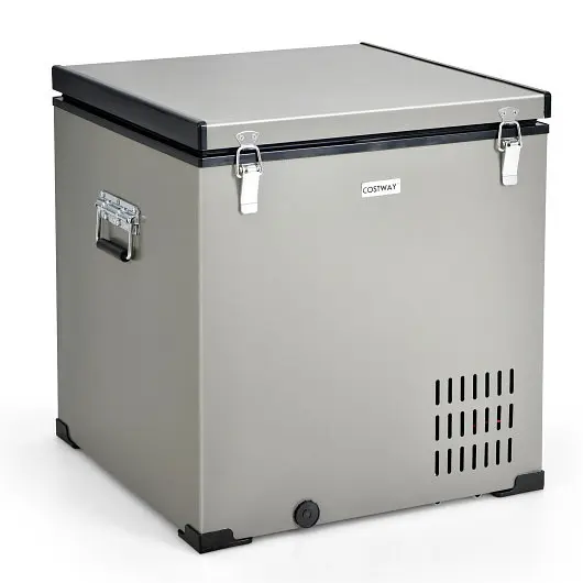 Costway Flexible 68 Quart Travel-friendly Car Refrigerator DC and AC Modifyer, Silver Gray, AX10007US-GR