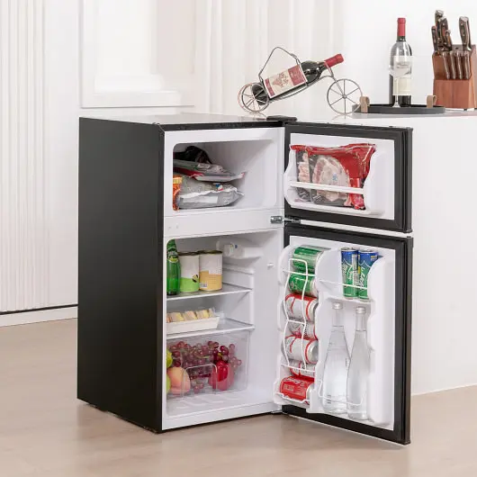 Costway Modular 3.2 ft³ Space-saving Mini Fridge 5 Temperature Settings, Matte Black, FP10226US-BK