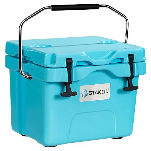 Costway 16 Quart 24-Can Capacity Travel-friendly Insulated Ice Cooler 2 Cup Holders, Blue, OP70036BL