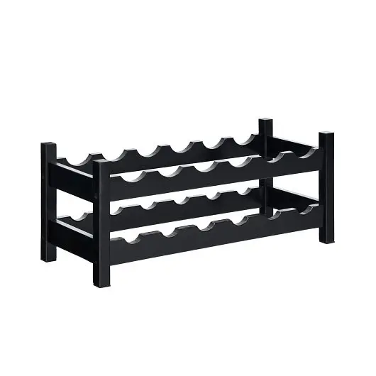 Costway Quick 2-Tier 12 Bottles Bamboo Storage Shelf Wine Rack, Brown, JV10049CF
