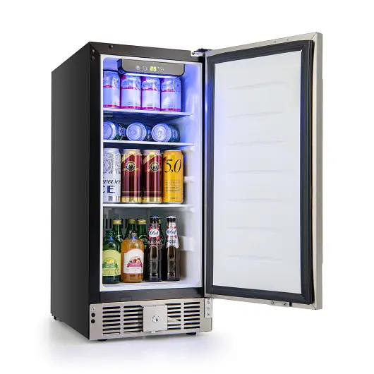 Costway Space-saving Refrigerator Adjustable Thermostat and Stainless Steel Door, Silver, FP10227US-SL