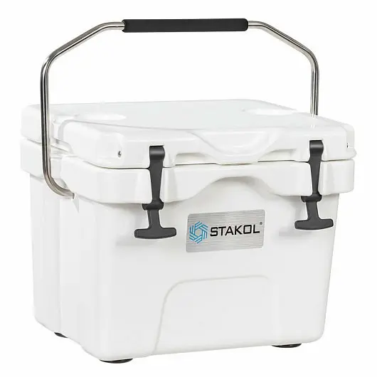 Costway Waterproof 16 Quart 24-Can Dome Capacity Travel-friendly Insulated Ice Cooler 2 Cup Holders, White, OP70036WH