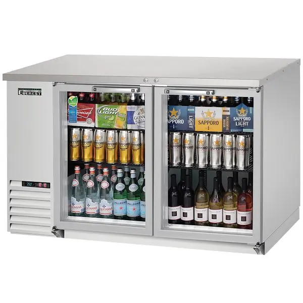 Everest ANSI-Rated Refrigeration 2 Glass Door Back Bar Cooler, 59" - Stainless Steel Exterior, EBB59G-SS Everest Refr...